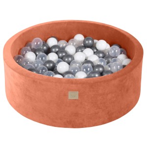 Round Ball Pit with 200 balls, 90x30cm, Marsala Red, Velvet