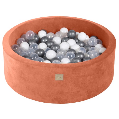 Round Ball Pit with 200 balls, 90x30cm, Marsala Red, Velvet