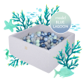 Square Ball Pit with 300 balls, 90x90x40cm, Light Grey, Cotton, Model Blue Laggon