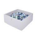 Square Ball Pit with 300 balls, 90x90x40cm, Light Grey, Cotton, Model Blue Laggon