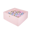 Square Ball Pit with 300 balls, 90x90x40cm, Light Pink, Cotton, Model Candy
