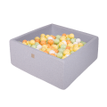 Square Ball Pit with 300 balls, 90x90x40cm, Light Grey, Cotton, Model Dino
