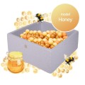Square Ball Pit with 300 balls, 90x90x40cm, Light Grey, Cotton, Model Honey