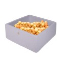 Square Ball Pit with 300 balls, 90x90x40cm, Light Grey, Cotton, Model Honey