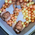 Square Ball Pit with 300 balls, 90x90x40cm, Light Grey, Cotton, Model Honey