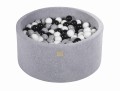Round Ball Pit with 300 balls, 90x40cm, Light Grey, Velvet