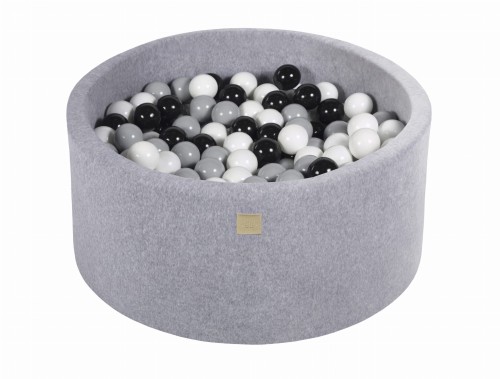 Round Ball Pit with 300 balls, 90x40cm, Light Grey, Velvet