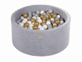 Round Ball Pit with 300 balls, 90x40cm, Light Grey, Velvet