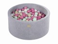 Round Ball Pit with 300 balls, 90x40cm, Light Grey, Velvet