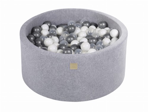Round Ball Pit with 300 balls, 90x40cm, Light Grey, Velvet