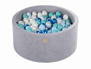 Round Ball Pit with 300 balls, 90x40cm, Light Grey, Velvet