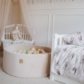 Round Ball Pit with 250 balls, 90x30cm, Ecru, Velvet, Model Spring