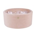 Round Ball Pit with 250 balls, 90x40cm, Ecru, Velvet,Model Angel