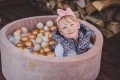 Round Ball Pit with 250 balls, 90x40cm, Beige, Velvet, Model Teddy Bear