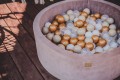 Round Ball Pit with 250 balls, 90x40cm, Beige, Velvet, Model Teddy Bear