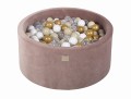 Round Ball Pit with 250 balls, 90x40cm, Beige, Velvet, Model Teddy Bear