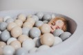 Round Ball Pit with 250 balls, 90x40cm, Light Grey, Cotton, Model Safari