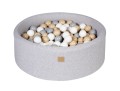 Round Ball Pit with 250 balls, 90x40cm, Light Grey, Cotton, Model Safari