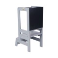 Wooden Learning Tower with Black Board, Dark Grey
