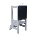 Wooden Learning Tower with Black Board, Dark Grey