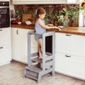 Wooden Learning Tower with Black Board, Dark Grey