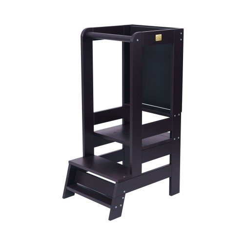 Wooden Learning Tower with Black Board, Black