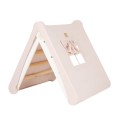 A house for children with a ladder 60x61 cm folding into the room. Wood, Linen, Viscose, A Pink House, White ladder