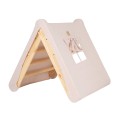 A house for children with a ladder 60x61 cm folding into the room. Wood, Linen, Viscose, A Pink House, Natural ladder