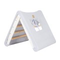 A house for children with a ladder 60x61 cm folding into the room. Wood, Linen, Viscose, Grey and Blue House, White ladder
