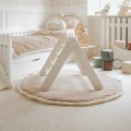 A house for children with a ladder 60x61 cm folding into the room. Wood, Linen, Viscose, Grey and Blue House, White ladder