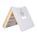 A house for children with a ladder 60x61 cm folding into the room. Wood, Linen, Viscose, Grey and Blue House, Natural ladder