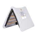 A house for children with a ladder 60x61 cm folding into the room. Wood, Linen, Viscose, Grey and Blue House, Black ladder