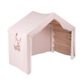 Climbing Ladder Large House 112x61x94 cm Indoor Traingle with Tent Wood, Linen, Viscose, A Pink House, White ladder