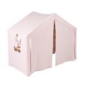Climbing Ladder Large House 112x61x94 cm Indoor Traingle with Tent Wood, Linen, Viscose, A Pink House, White ladder