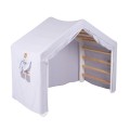 Climbing Ladder Large House 112x61x94 cm Indoor Traingle with Tent. Wood, Linen, Viscose, Gray and Blue House, White ladder
