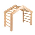 Climbing Ladder Large House 112x61x94 cm Indoor Traingle with Tent Wood, Linen, Viscose, A Pink House, Natural ladder