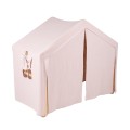 Climbing Ladder Large House 112x61x94 cm Indoor Traingle with Tent Wood, Linen, Viscose, A Pink House, Natural ladder