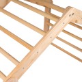 Climbing Ladder Large House 112x61x94 cm Indoor Traingle with Tent. Wood, Linen, Viscose, Gray and Blue House, Natural ladder