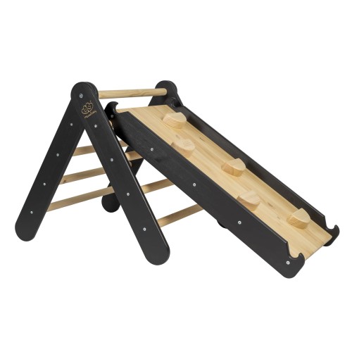 'Ladder 60x61cm, Slide-Climbing wall 2in1, Children''''s set, Wooden, Black'''