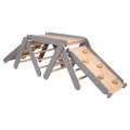 Climbing triangle for children with slide and climbing frame, set gray