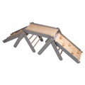 Climbing triangle for children with slide and climbing frame, set gray