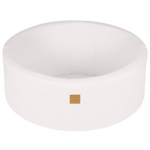 Round Ball Pit without balls, 90x30cm, White, Boucle