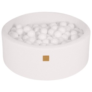 Round Ball Pit with 200 balls, 90x30cm, White, Boucle
