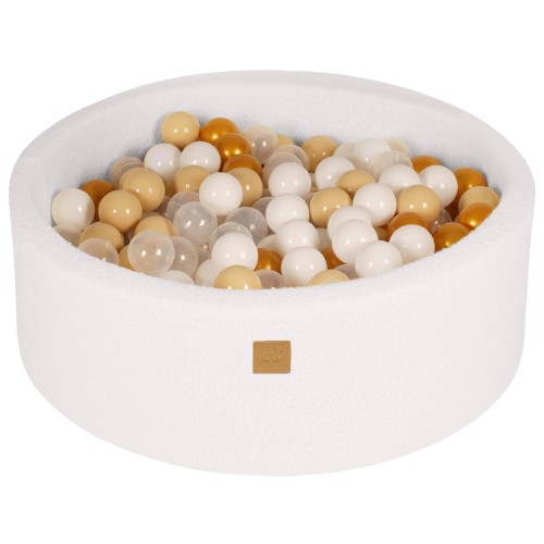 Round Ball Pit with 200 balls, 90x30cm, White, Boucle