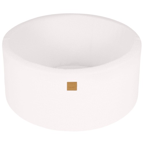 Round Ball Pit without balls, 90x40cm, White, Boucle