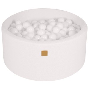 Round Ball Pit with 300 balls, 90x40cm, White, Boucle