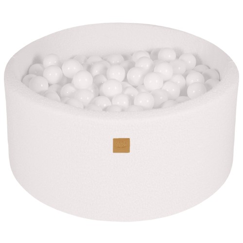Round Ball Pit with 300 balls, 90x40cm, White, Boucle