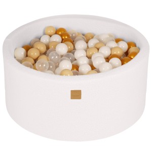 Round Ball Pit with 300 balls, 90x40cm, White, Boucle