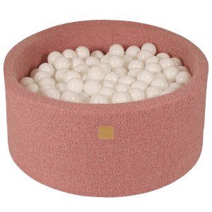 Round Ball Pit with 300 balls, 90x40cm, Pink, Boucle