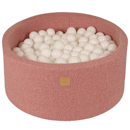 Round Ball Pit with 300 balls, 90x40cm, Pink, Boucle